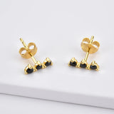 925 Silver Zircon Crystal Stud Earrings Piercing Circle Europeans Jewels