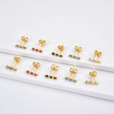 925 Silver Zircon Crystal Stud Earrings Piercing Circle Europeans Jewels