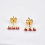 925 Silver Zircon Crystal Stud Earrings Piercing Circle Europeans Jewels
