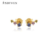 925 Silver Zircon Line Stud CZ Earring Piercing Clip