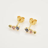 925 Silver Zircon Line Stud CZ Earring Piercing Clip