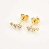 925 Silver Zircon Line Stud CZ Earring Piercing Clip