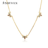 925 Silver Zircon Queen Flower Pendant Necklace Choker Women Wedding