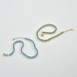 925 Silver Turquoise 2mm Bead CZ Tennis Bracelet Women Fine Jewelry