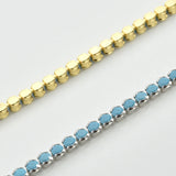 925 Silver Turquoise 2mm Bead CZ Tennis Bracelet Women Fine Jewelry