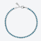 925 Silver Turquoise 2mm Bead CZ Tennis Bracelet Women Fine Jewelry