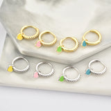 925 Silver Turquoise Enamel Heart Drop Earring Piercing Jewelry