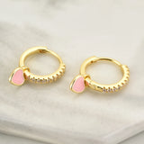925 Silver Turquoise Enamel Heart Drop Earring Piercing Jewelry