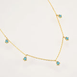 925 Silver Turquoise Zircon Charm Cross Choker Necklace Wedding Gift