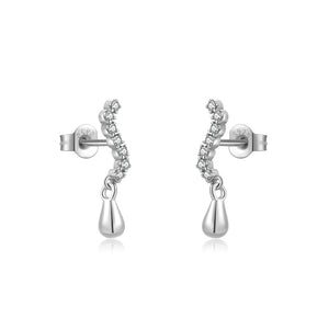 925 Silver Water Drop Irregular Line Earrings