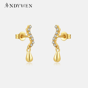 925 Silver Water Drop Irregular Line Earrings