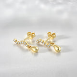 925 Silver Water Drop Irregular Line Earrings