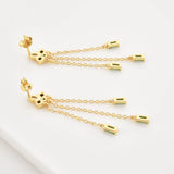 925 Sterling Silver Green Chain Drop Earring Wedding Fine Jewelry