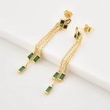 925 Sterling Silver Green Chain Drop Earring Wedding Fine Jewelry