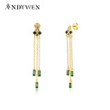 925 Sterling Silver Green Chain Drop Earring Wedding Fine Jewelry