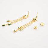 925 Sterling Silver Green Chain Drop Earring Wedding Fine Jewelry