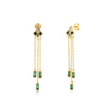 925 Sterling Silver Green Chain Drop Earring Wedding Fine Jewelry