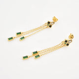 925 Sterling Silver Green Chain Drop Earring Wedding Fine Jewelry
