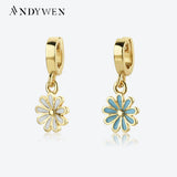 925 Silver Turquoise Flower Pendant Charm Chain Horoscope Jewelry