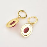 925 Silver Zircon Red Turquoise Drop Earring Piercing Fine Jewelry