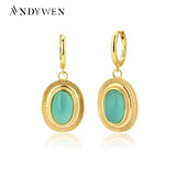 925 Silver Zircon Red Turquoise Drop Earring Piercing Fine Jewelry