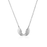925 Silver Wing Feather Pendant Choker Necklace Women Jewelry
