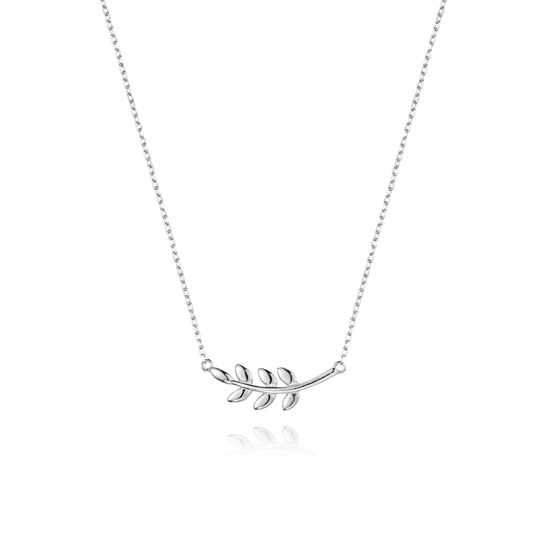 925 Silver Leafs Pendant Necklace Long Chain Choker Wedding Jewelry