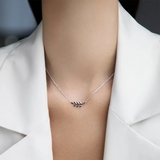 925 Silver Leafs Pendant Necklace Long Chain Choker Wedding Jewelry