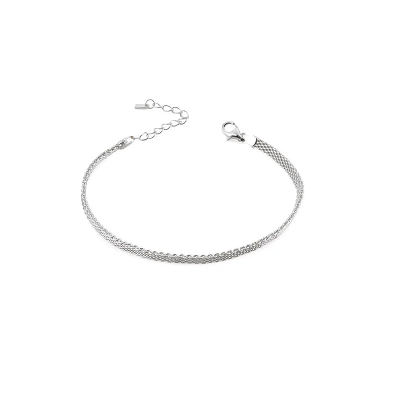 925 Silver Woven Chain Bracelet Bangle Wedding Rock Punk