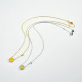 925 Silver Yellow Enamel Smile Coins Pendant Long Chain Necklace