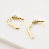 925 Silver Zircon Ball CZ Hoops Oval Women Jewelry