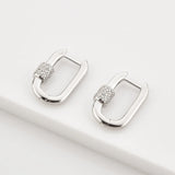 925 Silver Zircon Ball CZ Hoops Oval Women Jewelry