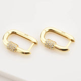 925 Silver Zircon Ball CZ Hoops Oval Women Jewelry