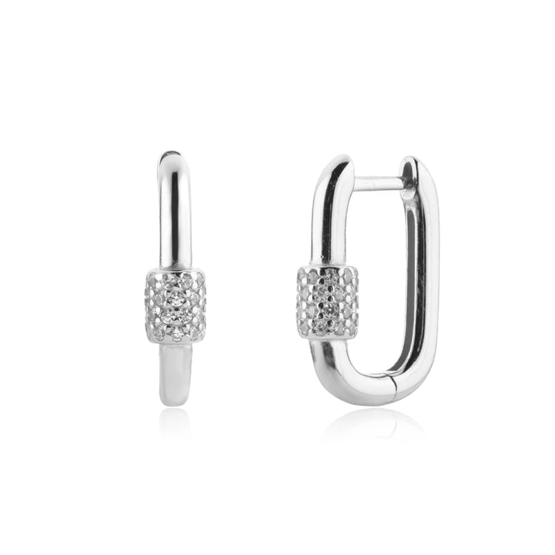 925 Silver Zircon Ball CZ Hoops Oval Women Jewelry