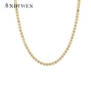 925 Silver Zircon CZ Charm Choker Chain Necklace Wedding Jewelry
