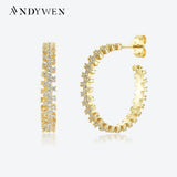925 Sterling Silver Big Hoops Clips Round Circle Winter Women Wedding