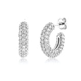 925 Sterling Silver Big Hoops Clips Round Circle Winter Women Wedding