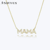 925 Silver CZ MAMA Pendant Necklace for Women Wedding