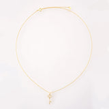 925 Sterling Silver Zircon Pave Key Pendant Long Chain Necklace