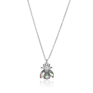 925 Silver Zircon Bee Pendant Necklace