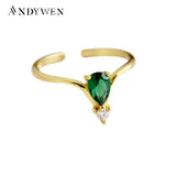 925 Silver Green Zircon CZ Resizable Ring Punk Jewelry