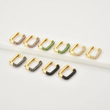 925 Silver Green Zircon Piercing Hoops Earrings Punk Clips Jewelry