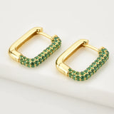 925 Silver Green Zircon Piercing Hoops Earrings Punk Clips Jewelry