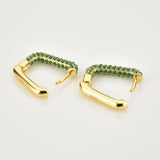 925 Silver Green Zircon Piercing Hoops Earrings Punk Clips Jewelry