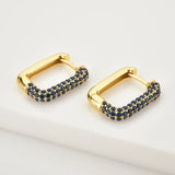 925 Silver Green Zircon Piercing Hoops Earrings Punk Clips Jewelry