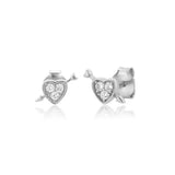 925 Silver Heart Love Zircon Stud Earring Rock Punk Wedding Gift
