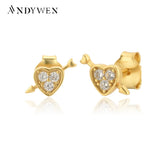 925 Silver Heart Love Zircon Stud Earring Rock Punk Wedding Gift