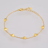 925 Sterling Silver Heart Charm Bangle Bracelet Fine Jewelry