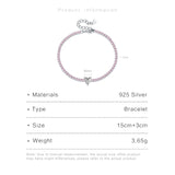 925 Silver Heart Tennis CZ Zircon Bracelet Wedding Jewelry