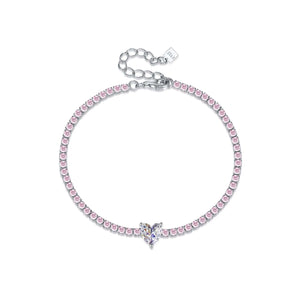 925 Silver Heart Tennis CZ Zircon Bracelet Wedding Jewelry